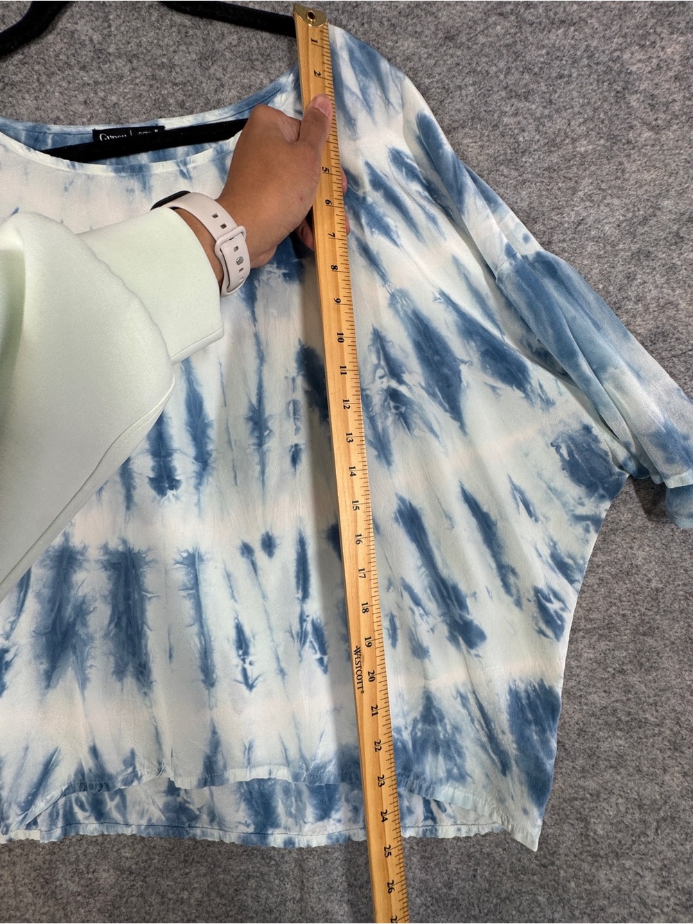 Gypsy 05 Silk Tie Dye Blouse Blue White Medium Boho Resort Top Summer Vacay - Picture 9 of 16
